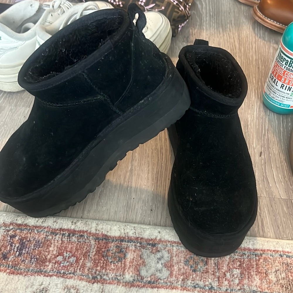 Ugg black mini platform boots